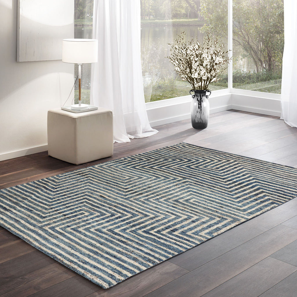 3x5 Blue, Ivory, Color Hand Knotted Afghan Moroccan Wool Modern Oriental Rug