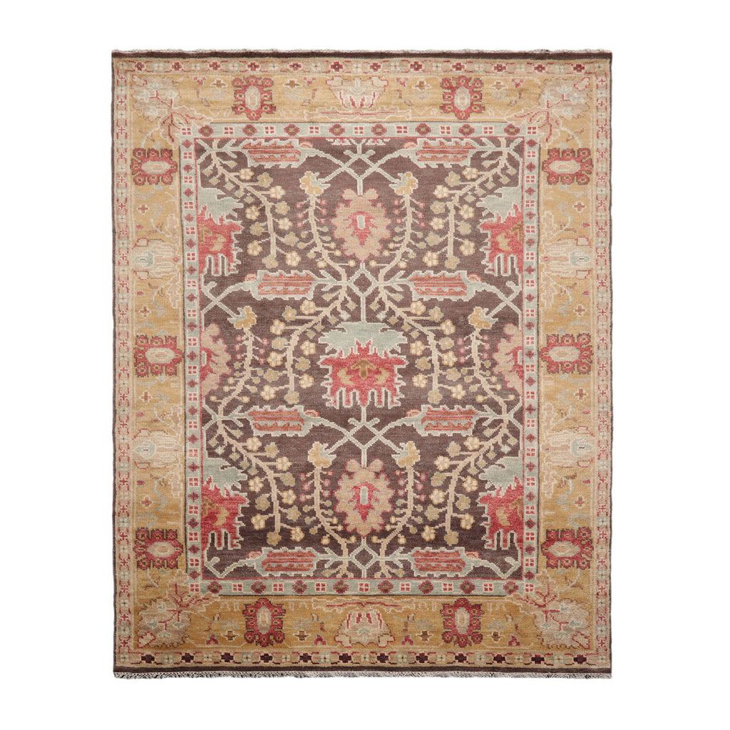 Multi Size Brown Mustard Beige Color Hand Knotted All-Over 100% Wool Arts & Crafts/Mission Oriental Rug