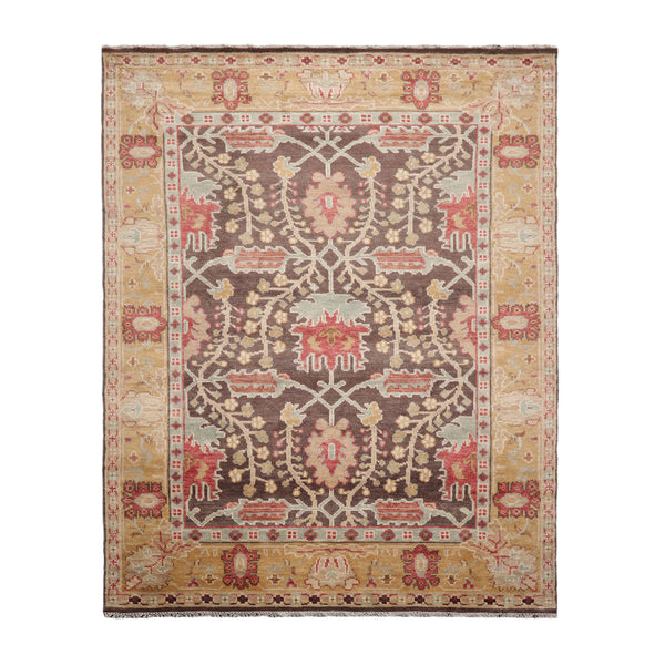 Multi Size Brown Mustard Beige Color Hand Knotted All-Over 100% Wool Arts & Crafts/Mission Oriental Rug