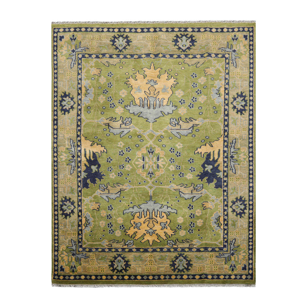 Haskie LoomBloom Multi Size Hand Knotted LoomBloom Muted Turkish Oushak 100% Wool  Traditional  Oriental Area Rug Green, Navy Color