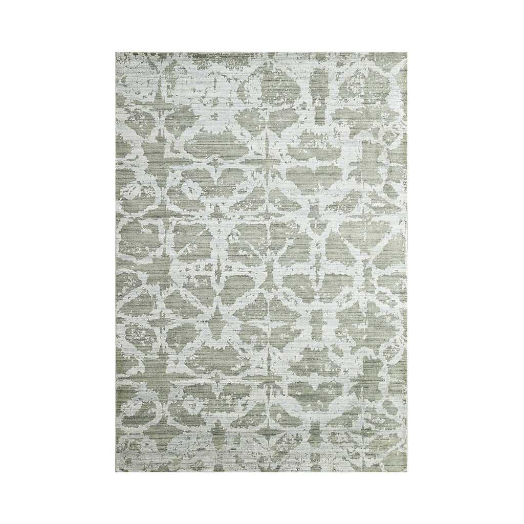 Multi Size Tone On Tone Gray Color Hand Knotted All-Over Wool/Bamboo Silk Transitional Oriental Rug