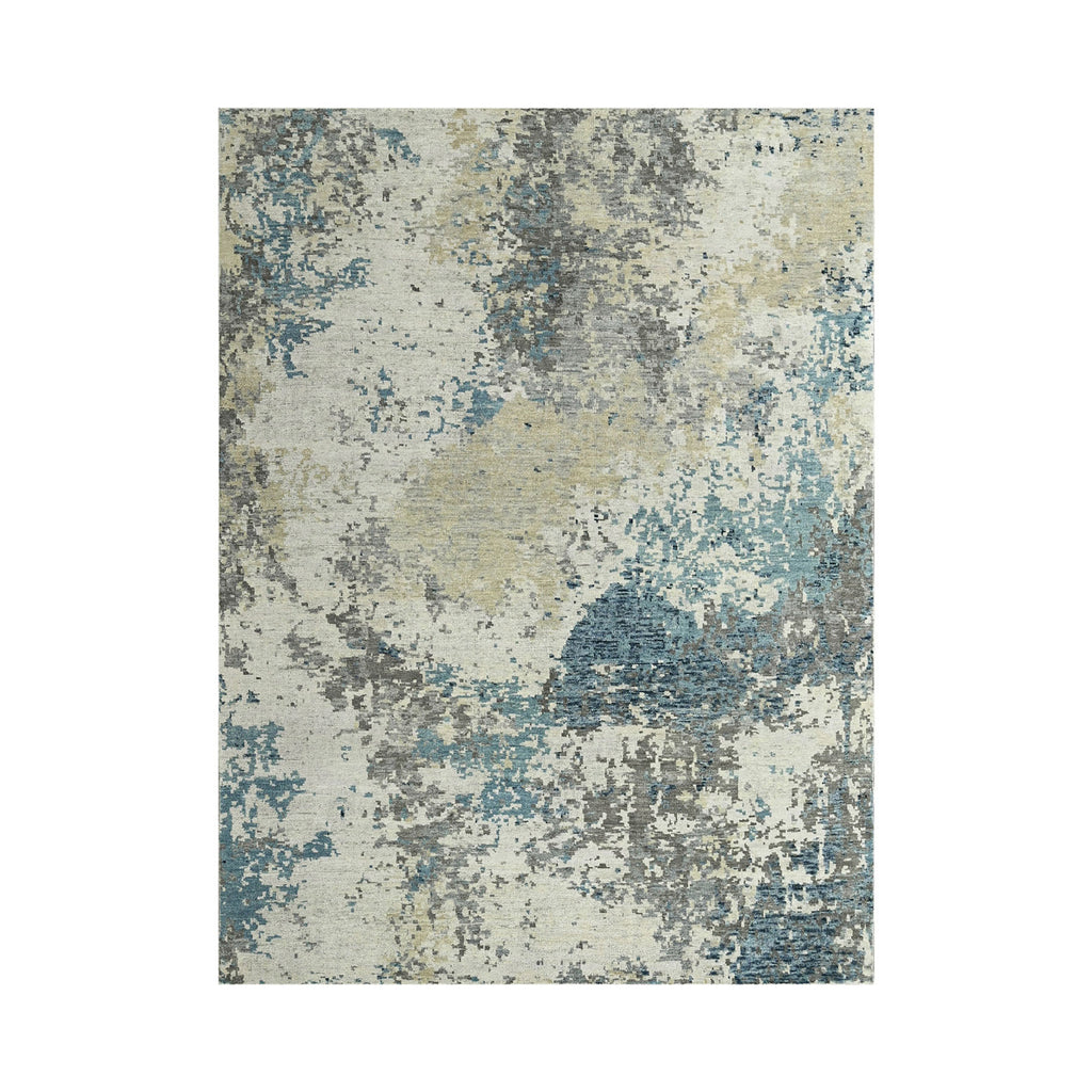 Multi Size Gray Beige Moss Color Hand Knotted All-Over 100% Wool Modern Abstract Oriental Rug