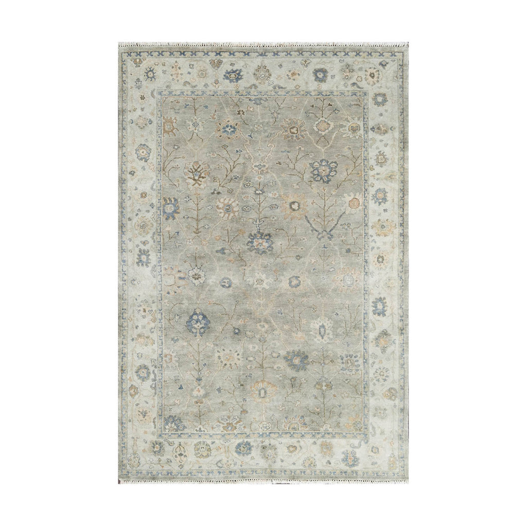 Multi Size Gray Beige Blue Color Hand Knotted Oushak Wool Traditional Oriental Rug