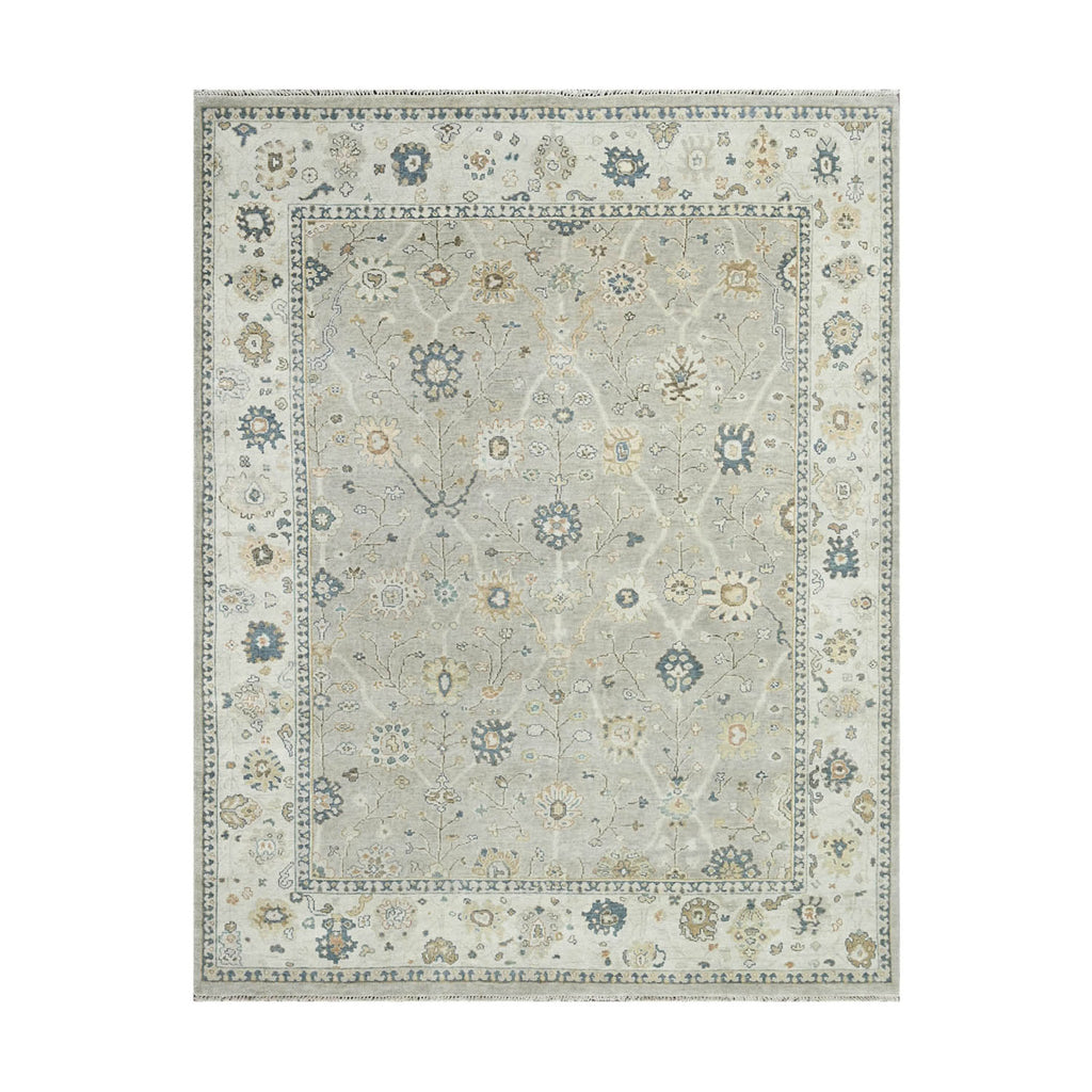 Multi Size Gray Beige Blue Color Hand Knotted Oushak Wool Traditional Oriental Rug