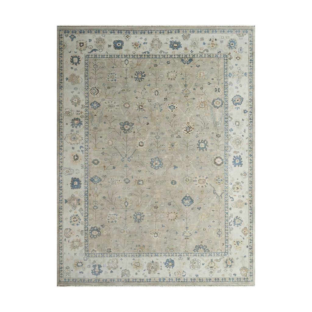 Multi Size Gray Beige Blue Color Hand Knotted Oushak Wool Traditional Oriental Rug