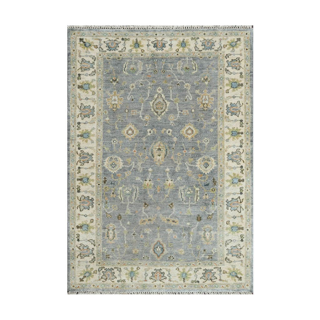 Multi Size Blue Tan Beige Color Hand Knotted Oushak Wool Traditional Oriental Rug