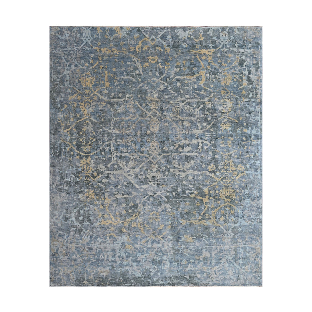8x10 Gray, Beige, Light Gold Color Hand Knotted Oushak Wool Transitional Oriental Rug