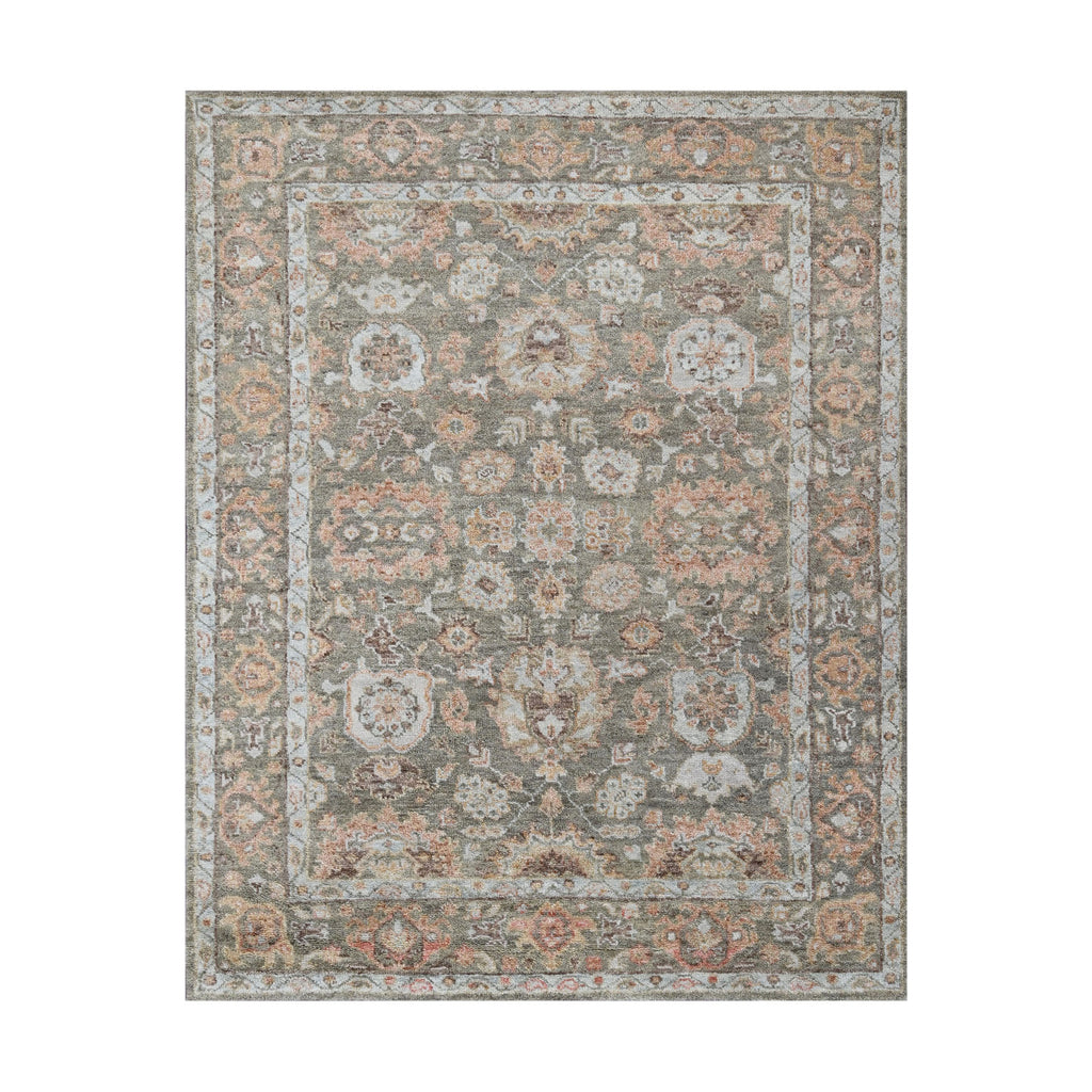 8x10 Moss, Rust, Beige Color Hand Knotted Oushak Wool Traditional Oriental Rug