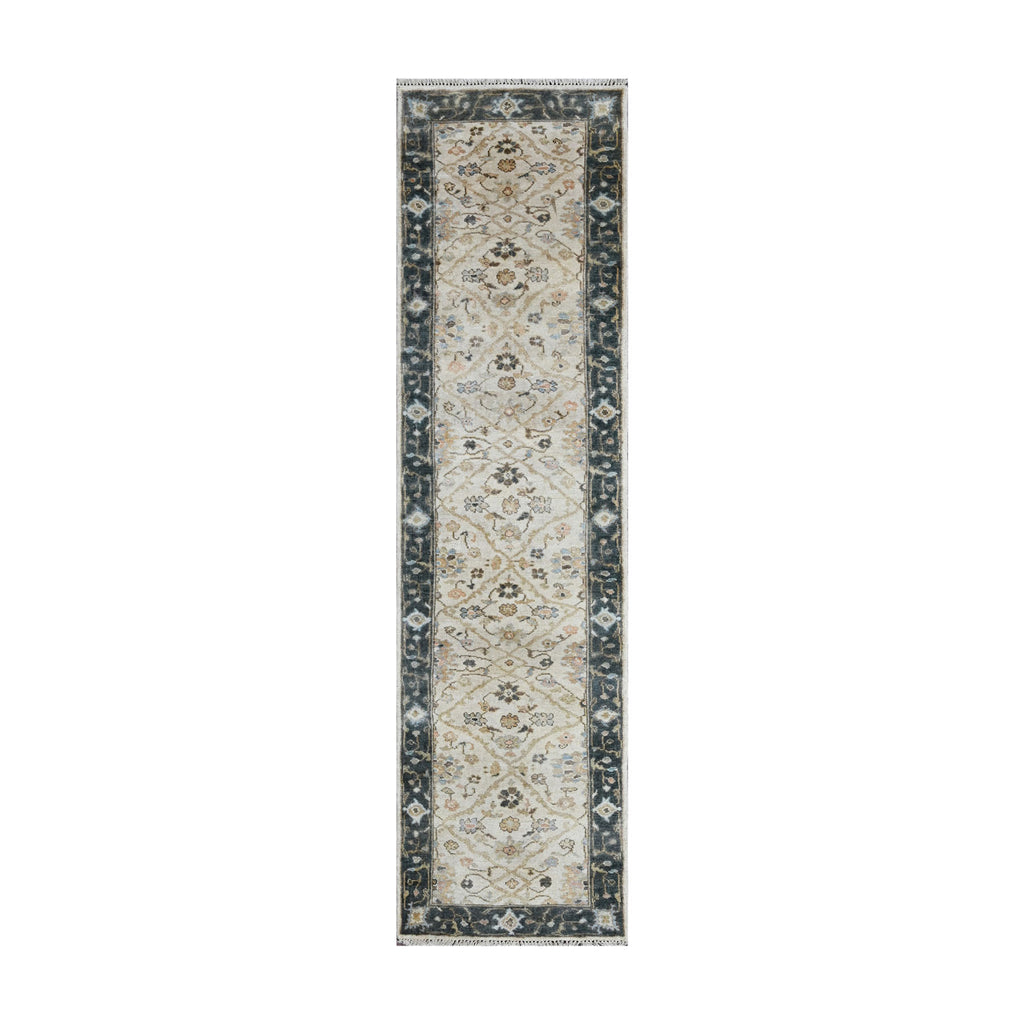 Multi Size Beige Blue Gray Color Hand Knotted Oushak Wool Traditional Oriental Rug