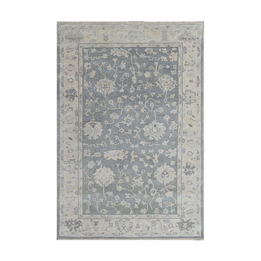 Multi Size Dark Gray Beige Color Hand Knotted Oushak Wool Traditional Oriental Rug