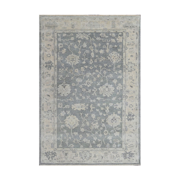 Multi Size Dark Gray Beige Color Hand Knotted Oushak Wool Traditional Oriental Rug