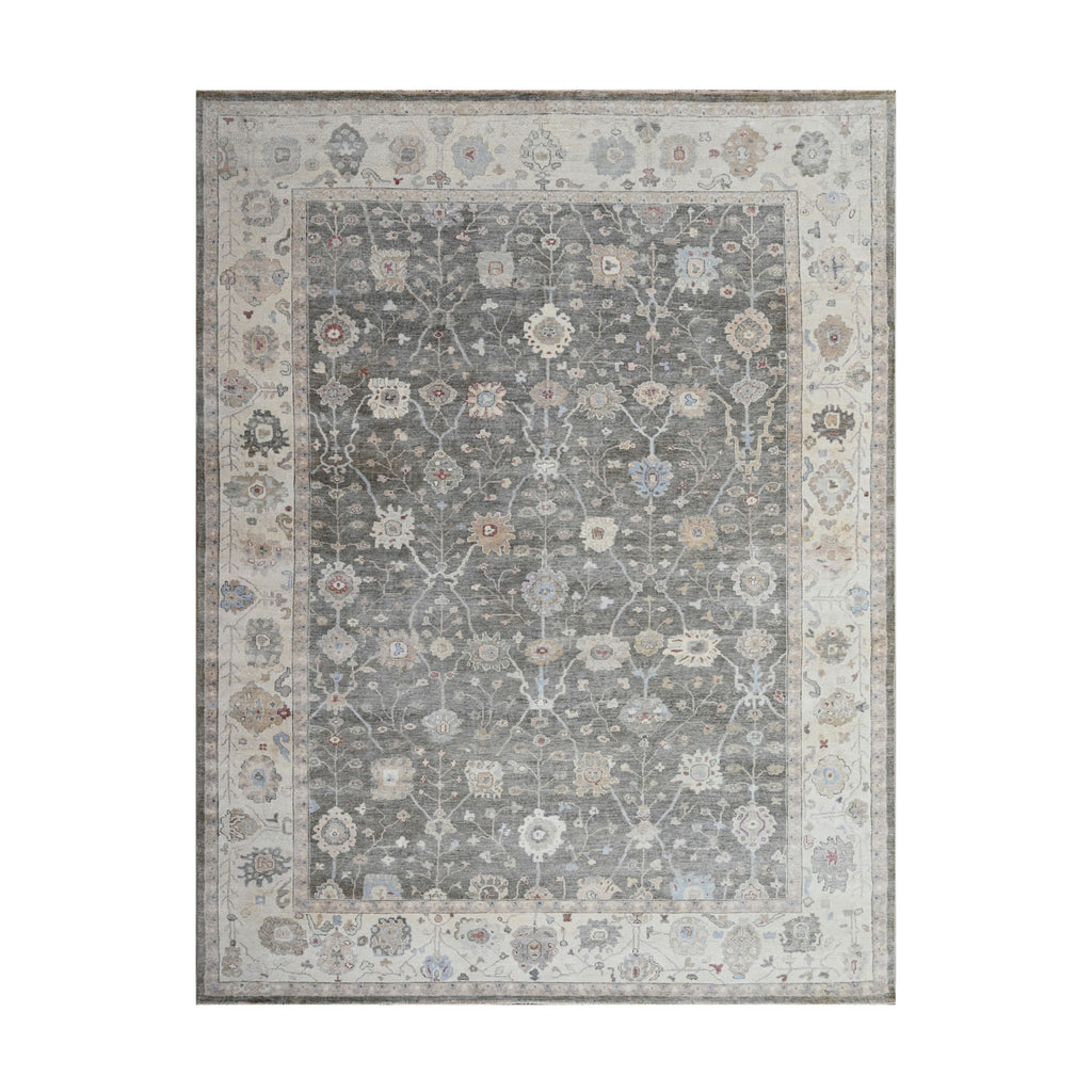 10x14 Gray, Beige, Muted Earth Tones Color Hand Knotted Oushak Wool Traditional Oriental Rug
