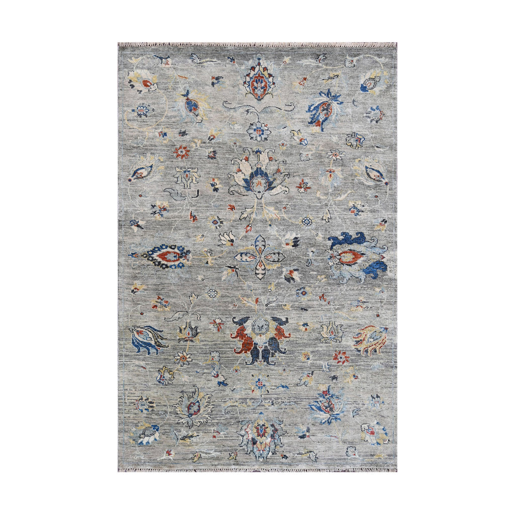 6x9 Gray, Beige, Blue Color Hand Knotted Transitional Wool Transitional Oriental Rug