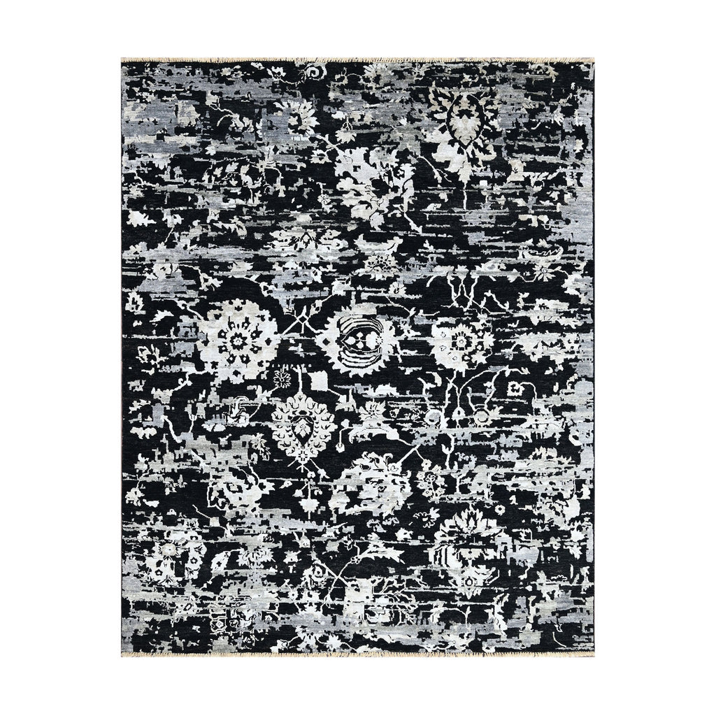 8x10 Black, Gray, Color Hand Knotted Transitional Wool Transitional Oriental Rug
