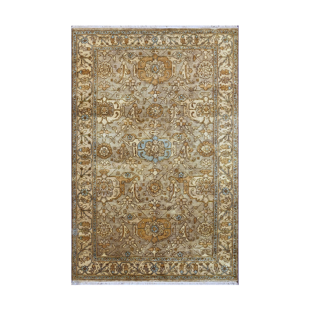 6x9 Gold, Beige, Blue Color Hand Knotted Oushak Wool Traditional Oriental Rug