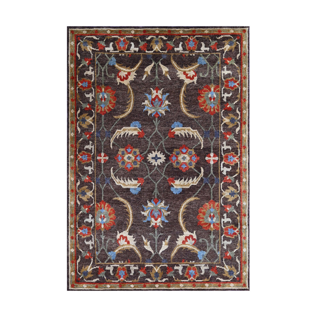 6x9 Graphite, Orange, beige Color Hand Knotted Arts & Crafts Oushak Wool Arts & Crafts/Mission Oriental Rug