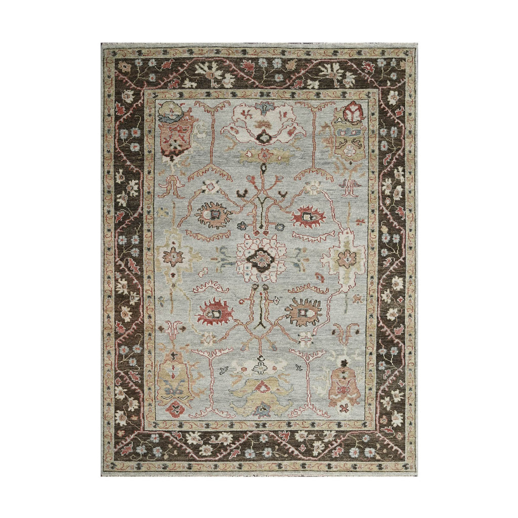 Multi Size Moss Graphite Peach Color Hand Knotted Oushak Wool Traditional Oriental Rug
