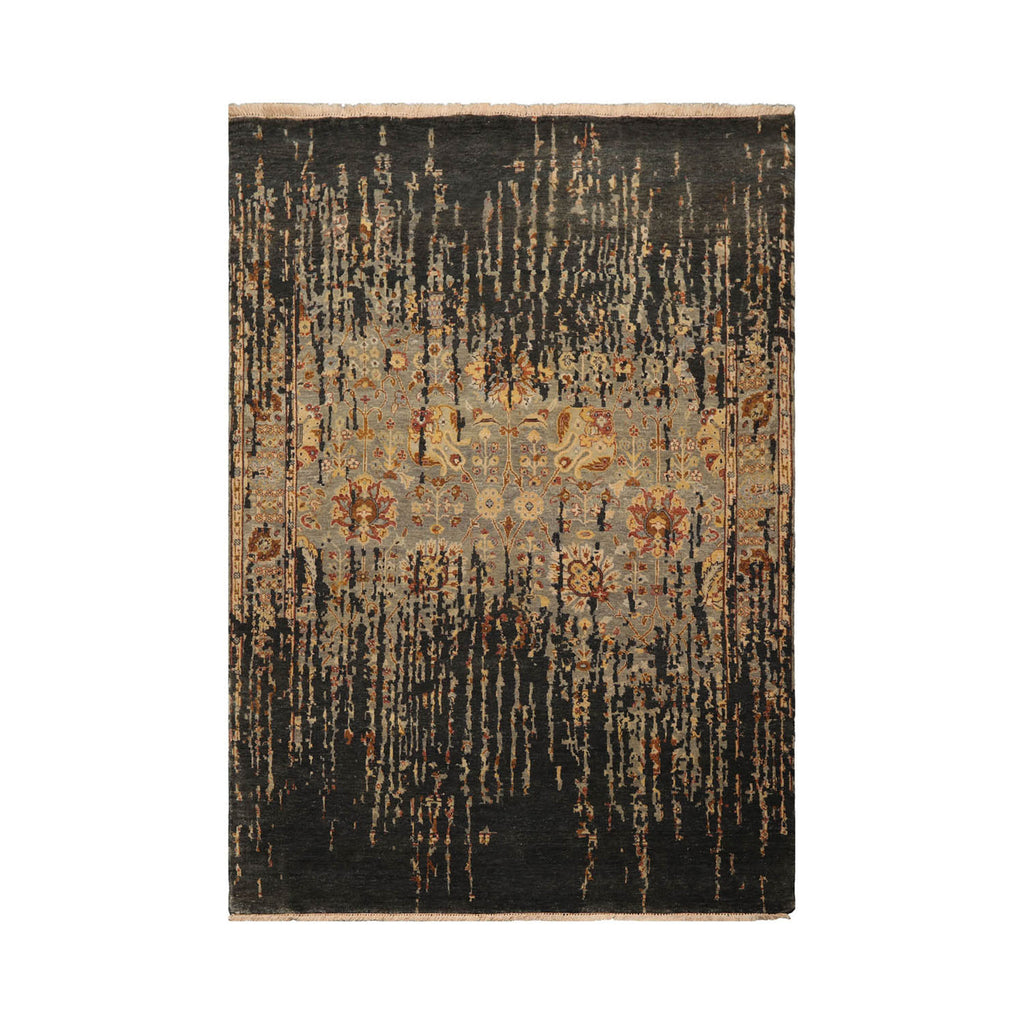 6x9 Dark Forest Green, Beige, Tan Color Hand Knotted Oushak Wool Traditional Oriental Rug