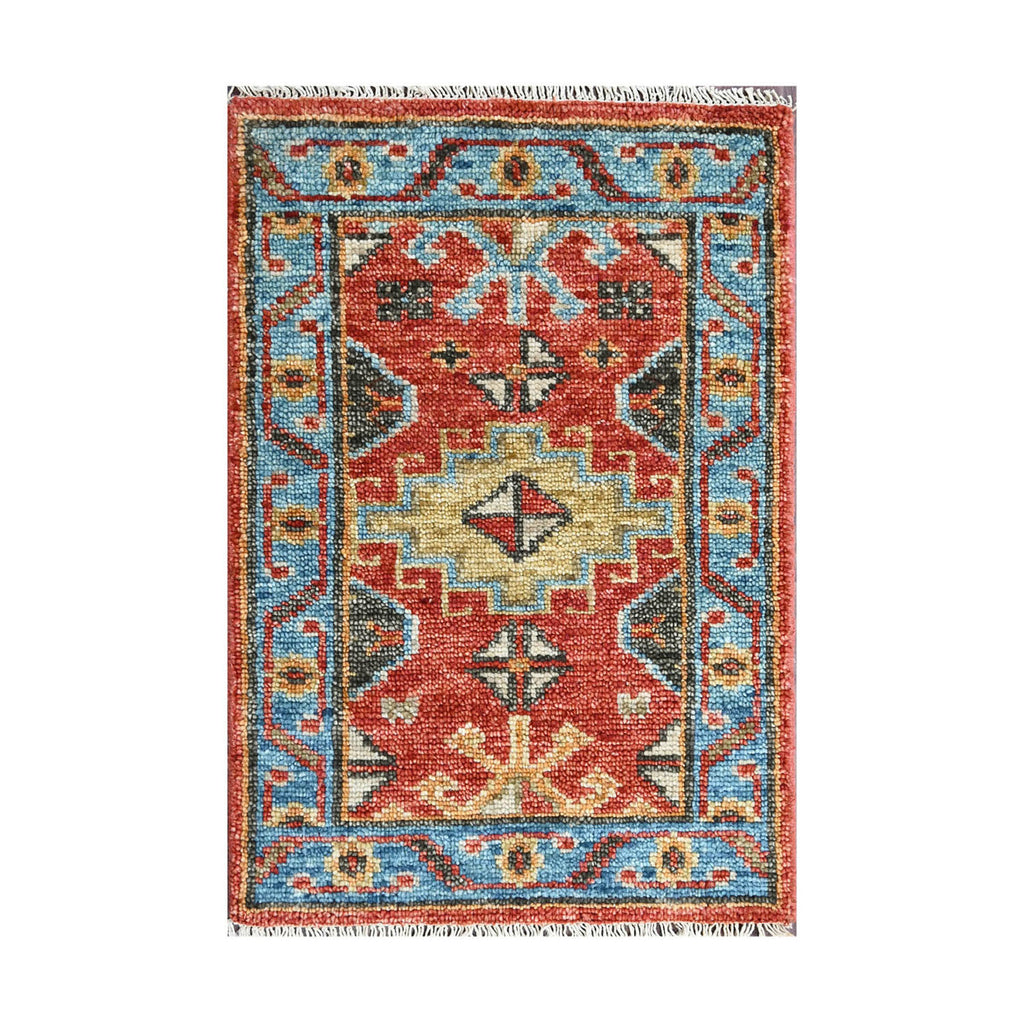 Multi Size Coral Blue Ivory Color Hand Knotted Arts & Crafts Oushak Wool Arts & Crafts/Mission Oriental Rug
