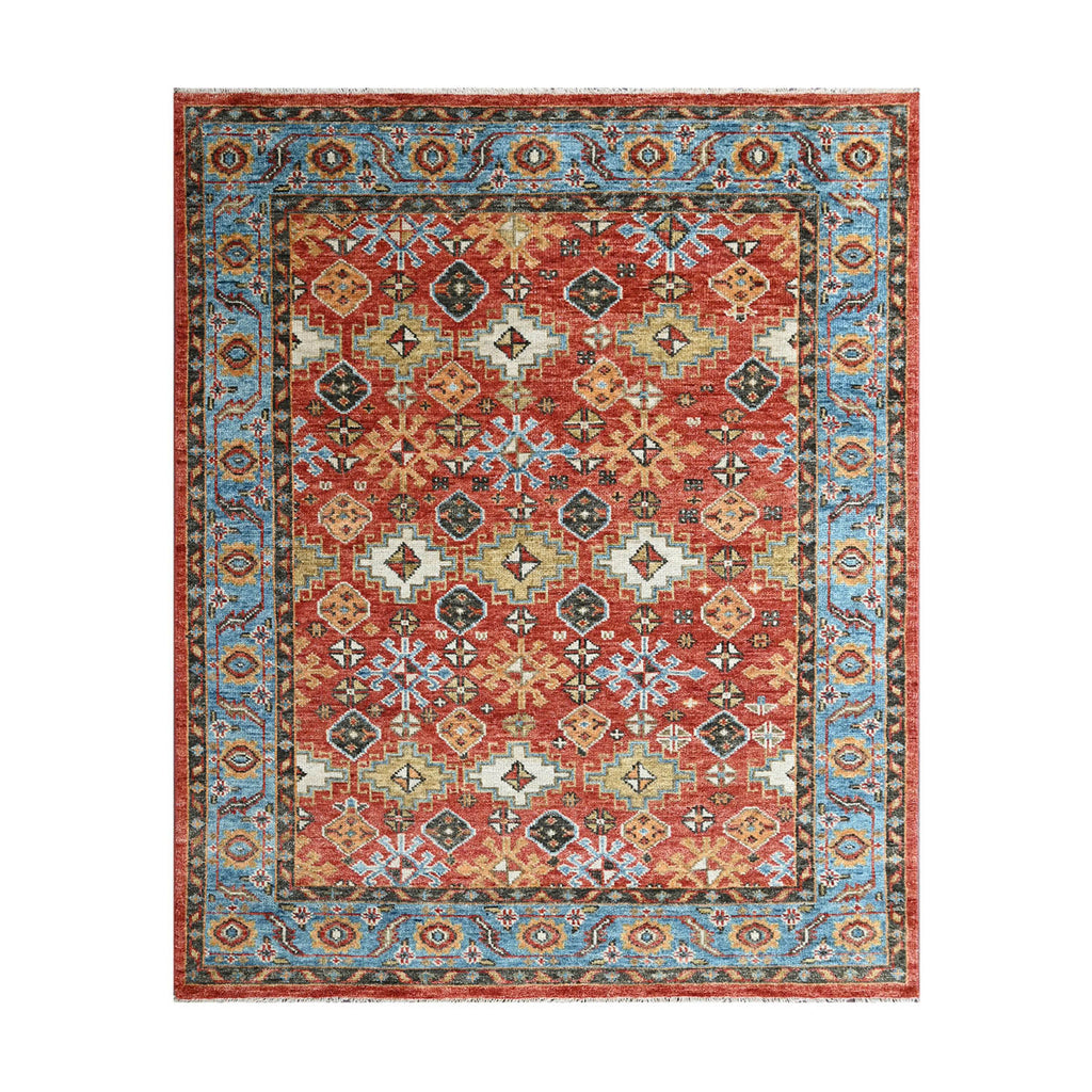 Multi Size Coral Blue Ivory Color Hand Knotted Arts & Crafts Oushak Wool Arts & Crafts/Mission Oriental Rug