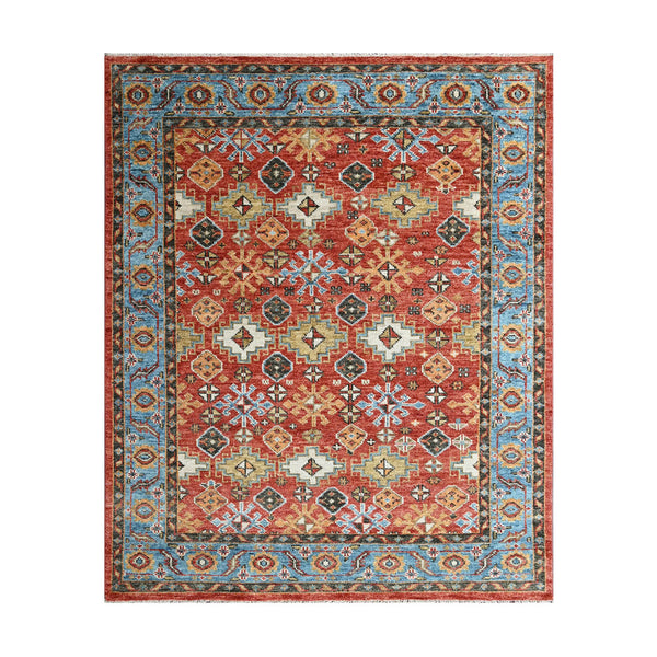Multi Size Coral Blue Ivory Color Hand Knotted Arts & Crafts Oushak Wool Arts & Crafts/Mission Oriental Rug