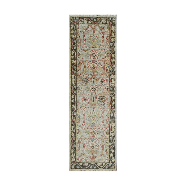 Multi Size Moss Graphite Peach Color Hand Knotted Oushak Wool Traditional Oriental Rug
