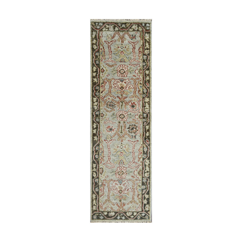 Multi Size Moss Graphite Peach Color Hand Knotted Oushak Wool Traditional Oriental Rug