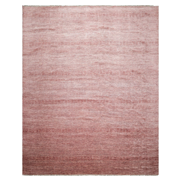 9X12 Raspberry Ivory Color Hand Knotted Geometric Wool & Bamboo Silk Contemporary Oriental Rug