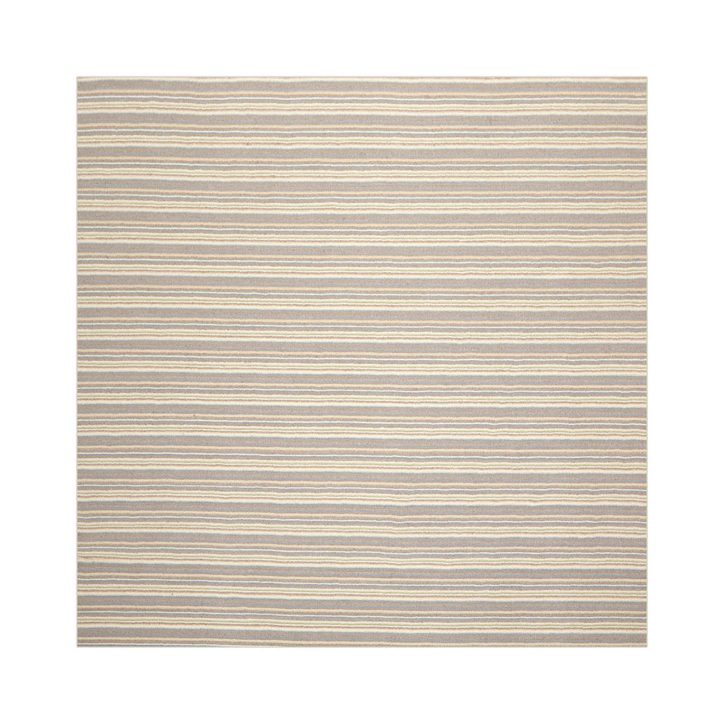 Multi Size Ivory Taupe Blue Color Hand Tufted Striped New Zealand Wool Contemporary Oriental Rug