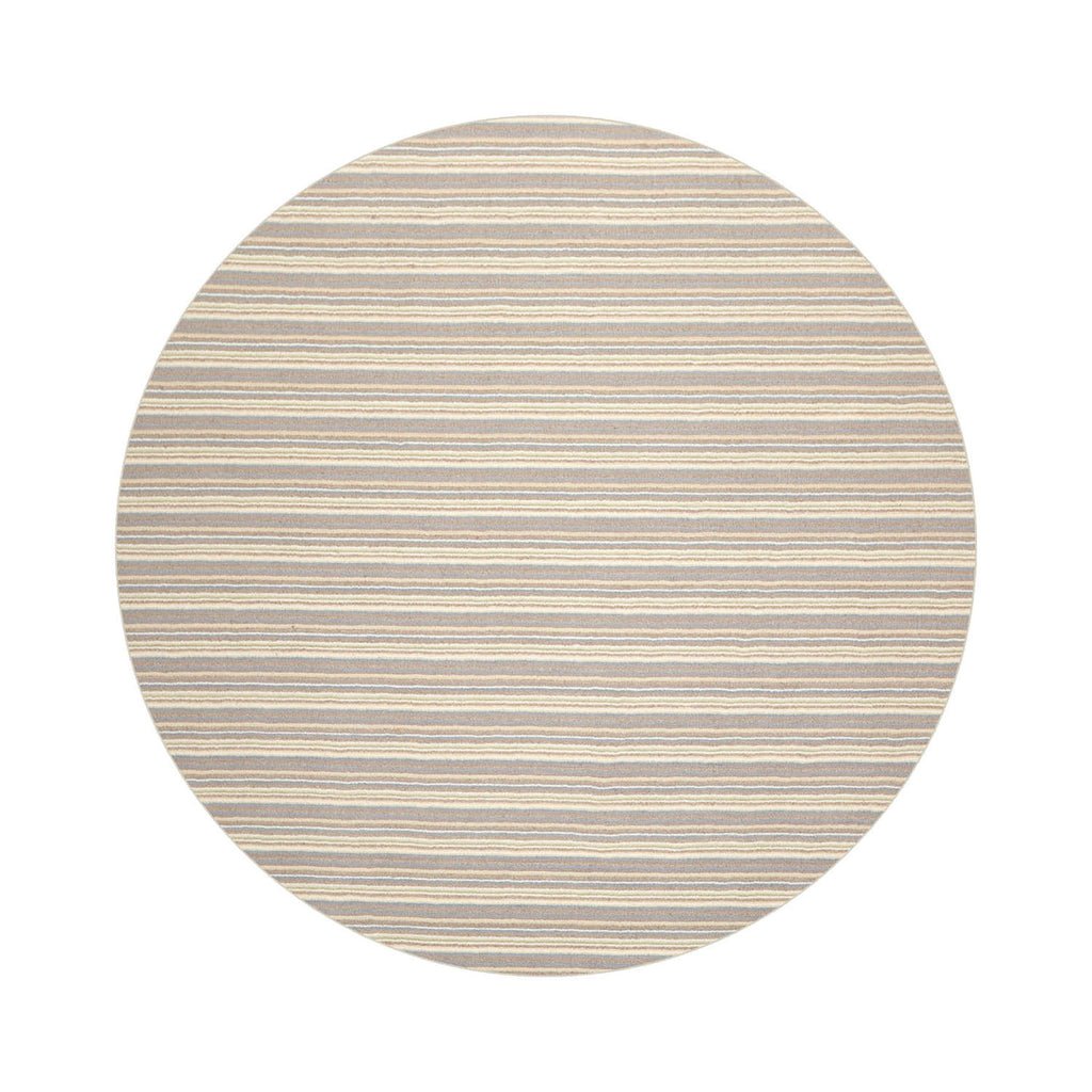 Multi Size Ivory Taupe Blue Color Hand Tufted Striped New Zealand Wool Contemporary Oriental Rug
