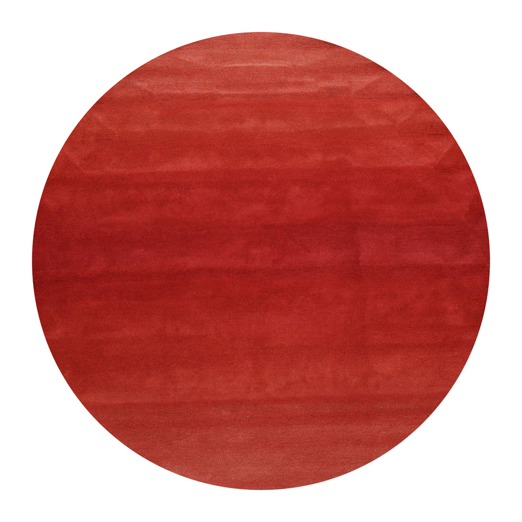 Round Coral Color Hand Tufted Designer Rug Wool Modern & Contemporary Oriental Rug