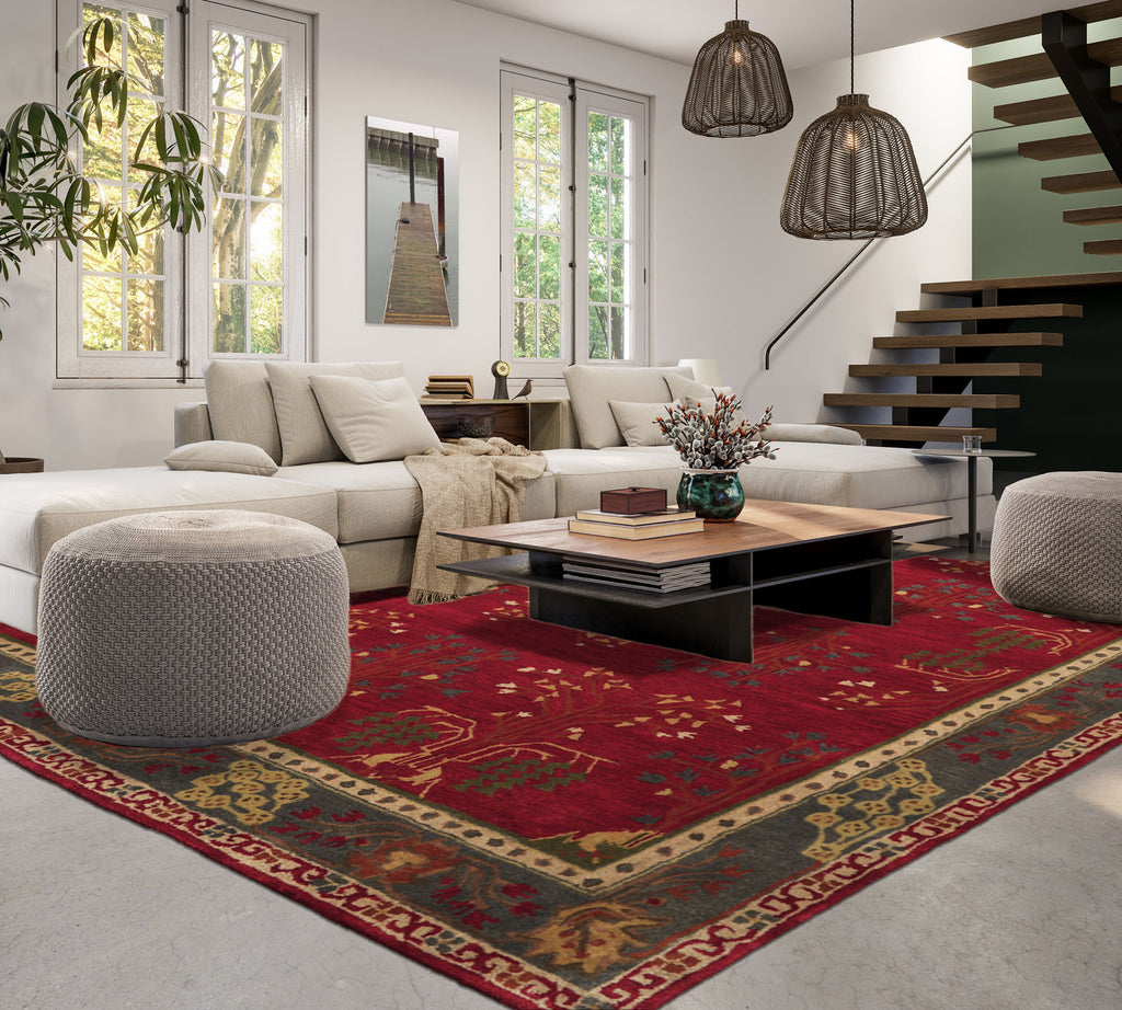 Multi Size Deep Magenta
 Celadon
 Beige
 Color Hand Tufted Donegal Wool Traditional Oriental Rug