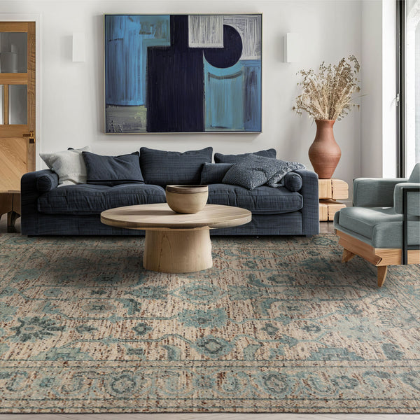 9x12 Beige Oatmeal Gray Color Hand Knotted Oushak Wool Transitional Oriental Rug