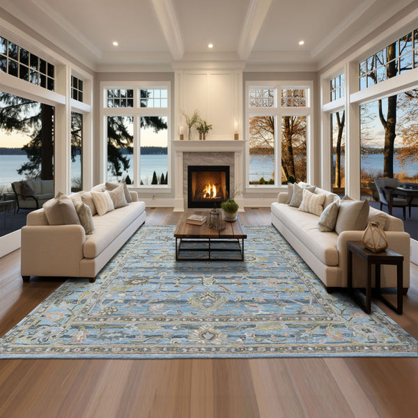 Multi Size Aqua Gray Brown Color Hand Tufted Handmade Wool Modern & Contemporary Oriental Rug