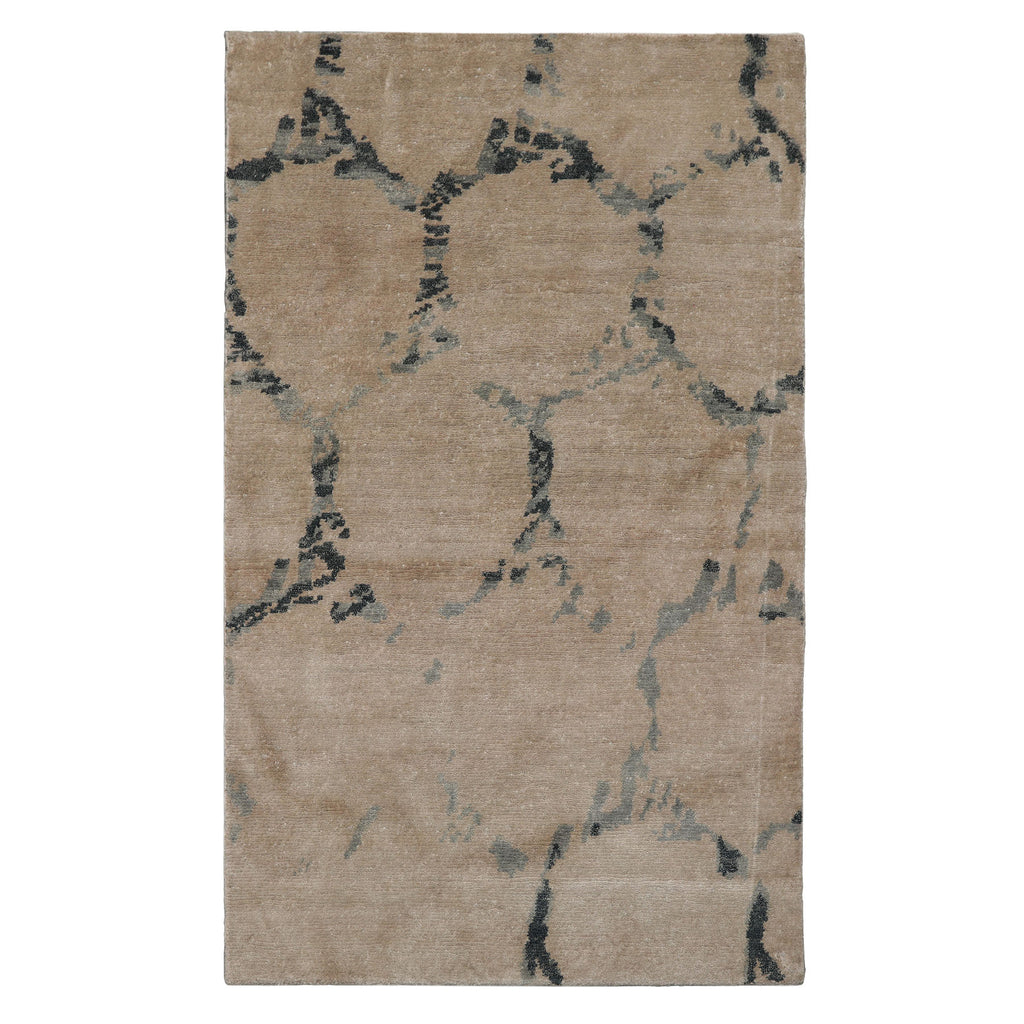 3x5 Beige, Gray, Slate Color Hand Knotted Tibetan Bamboo Silk Modern Oriental Rug