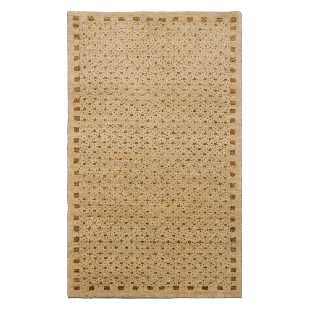 3x5 Beige, Gold, Brown Color Hand Knotted Gabbeh Wool Modern Oriental Rug