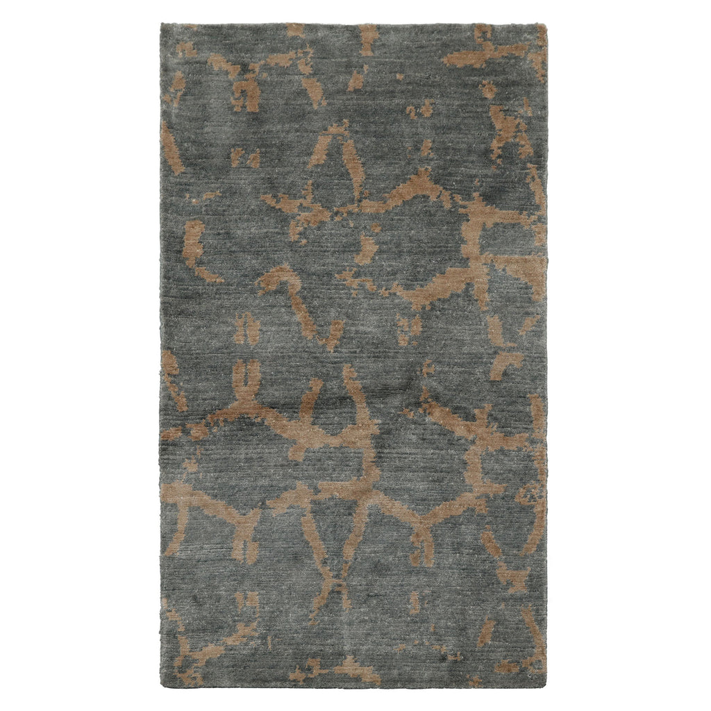 3x5 Blue, Baige, Slate Color Hand Knotted Tibetan Wool Modern Oriental Rug