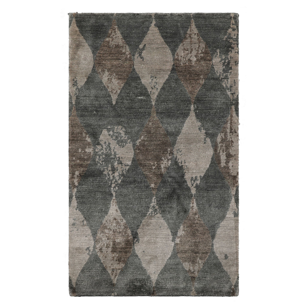 3x5 Gray, Brown, Color Hand Knotted Tibetan Bamboo Silk Modern & Contemporary Oriental Rug
