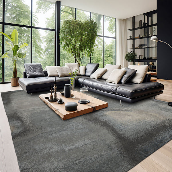 10x14 Gray, Beige, Celadon Color Hand Knotted Sherpa Wool and Silk Modern Oriental Rug