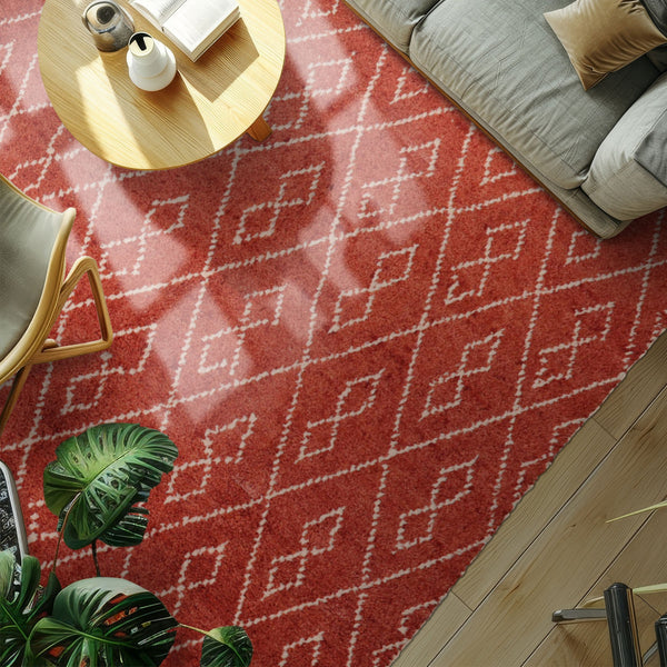 9x12 Burnt Orange, White, Color Hand Knotted Moroccan Wool Tribal Oriental Rug