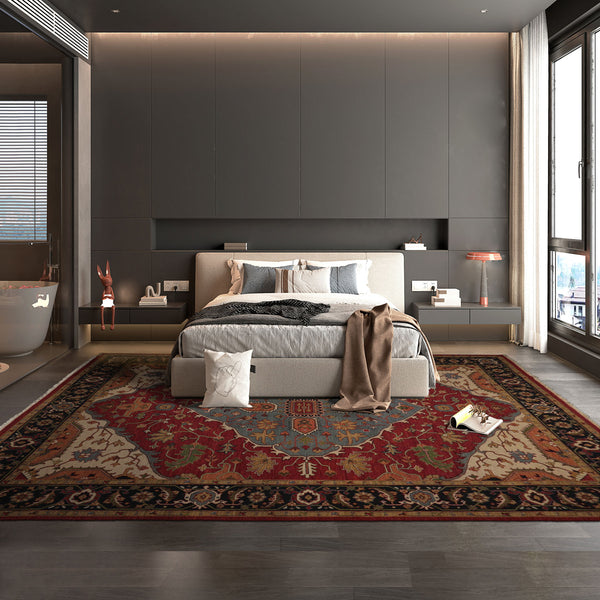 10x14 Rust, Charcoal, Blue Color Hand Knotted Flatweave Wool Traditional Oriental Rug