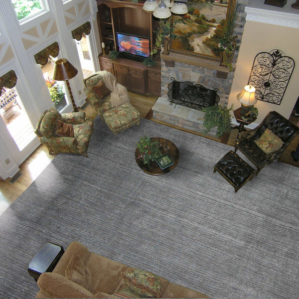 12x15 Gray, Slate, Brown Color Hand Knotted Ribbed Wool Contemporary Oriental Rug