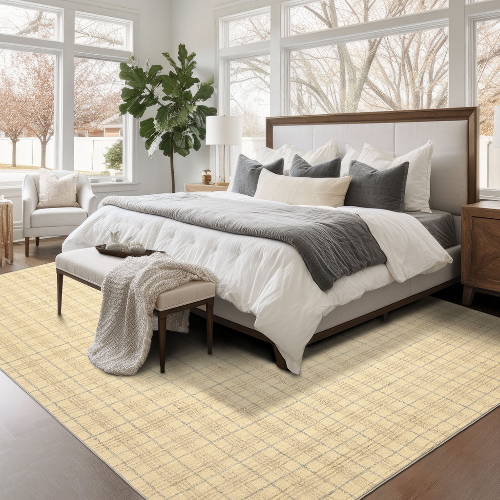 Multi Size Ivory Beige Slate Color Hand Loomed  Wool Contemporary Oriental Rug