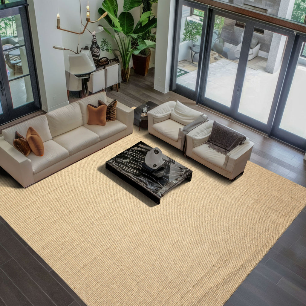 Multi Size Beige Tan Color Hand Loomed Berber Wool Contemporary Oriental Rug