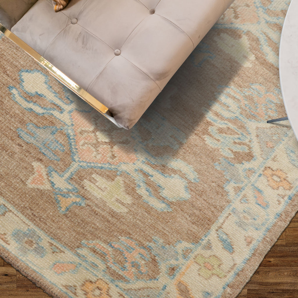 3x5 Ivory, Blush, Blue Color Hand Knotted Turkish Wool Arts & Crafts/Mission Oriental Rug