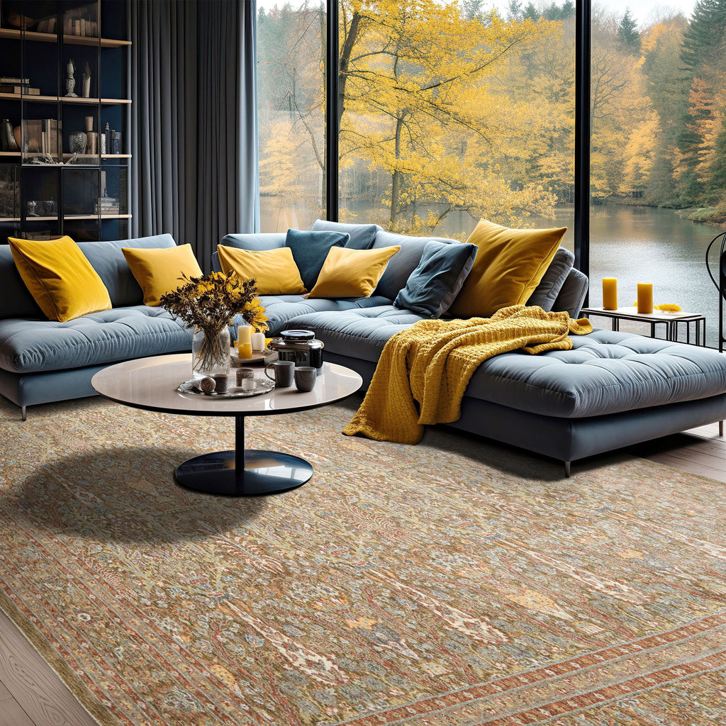 Multi Size Pistachio Ivory Aqua Color Machine Made Persian Polypropylene Traditional Oriental Rug