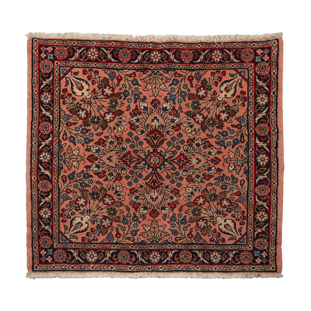 3x5 Rose, Navy, Beige Color Hand Knotted Sarouk Wool Traditional Oriental Rug