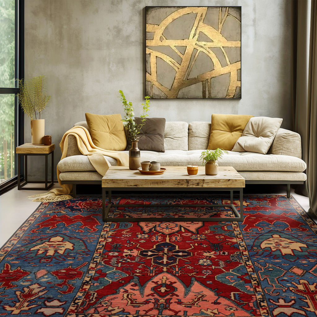 Hand Knotted Red 7'1''x9'4'' Wool Kazak Arts & Crafts Rug