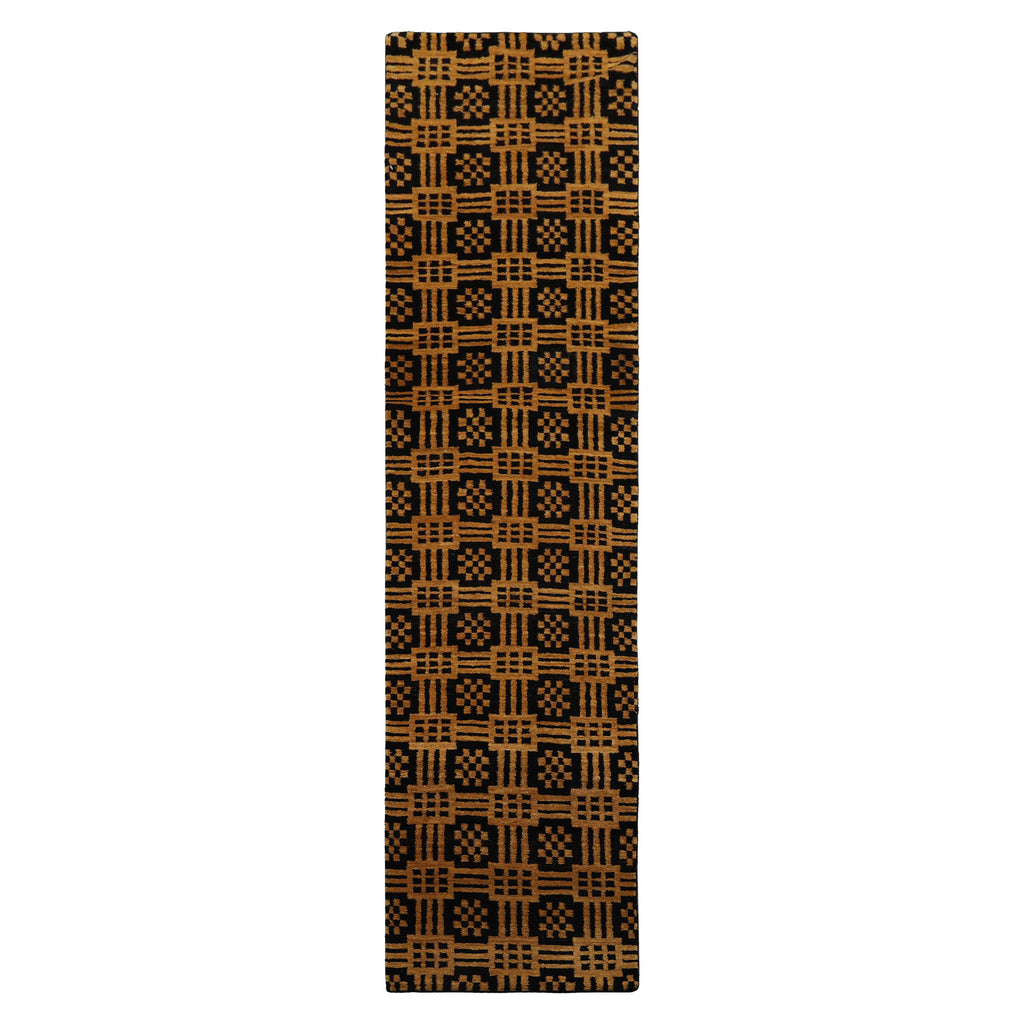 3x5 Black, Gold, Color Hand Knotted Tibetan Wool Art Deco Oriental Rug