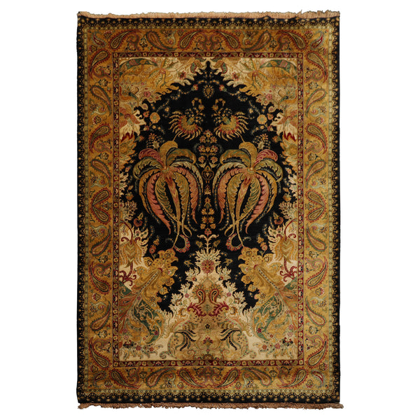 6x 9 Green, Rose, Red Color Hand Knotted Agra New Zealand Wool Traditional Oriental Rug